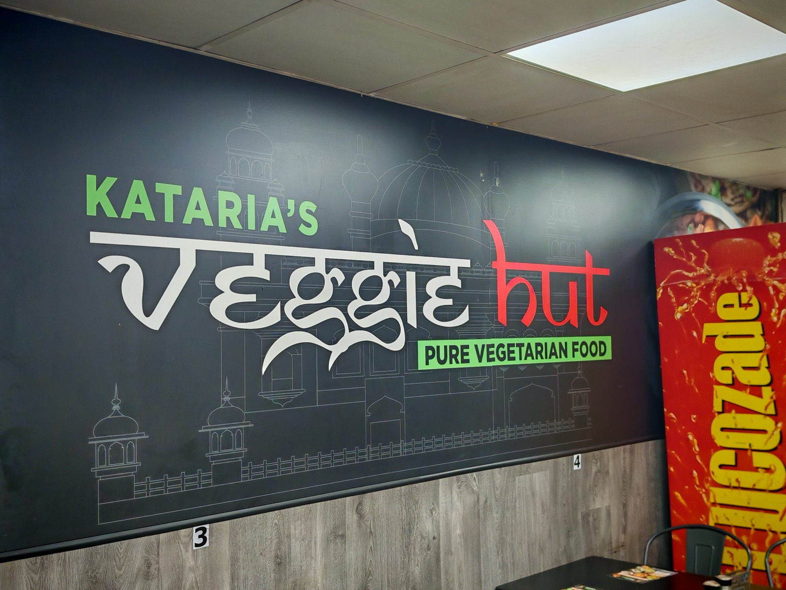 Kataria's Veggie Hut wall mural inside the restaurant