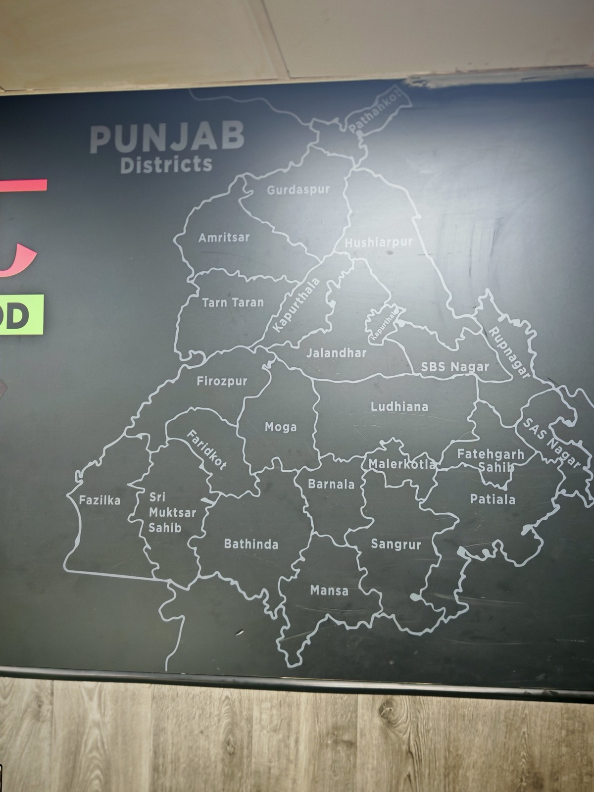 Punjab districts map on the restaurant wall